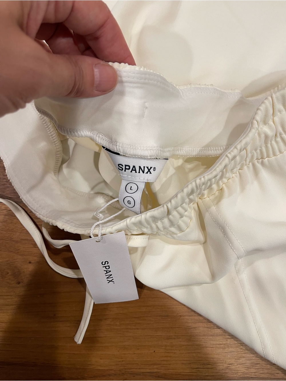 SPANX Cream Wide-Leg Drawstring Pants - Picture 5 of 8